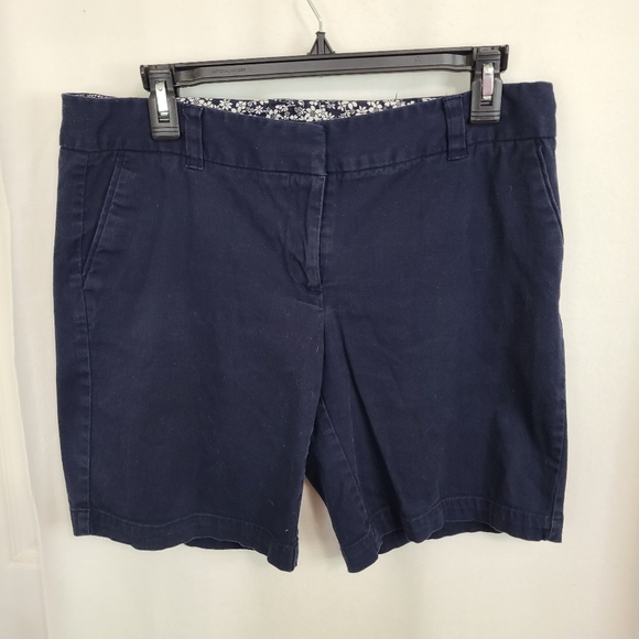 (539) Land and Sea Woman's Flat Front Shorts, Size: 10 Color: Navy Blue - Picture 3 of 15